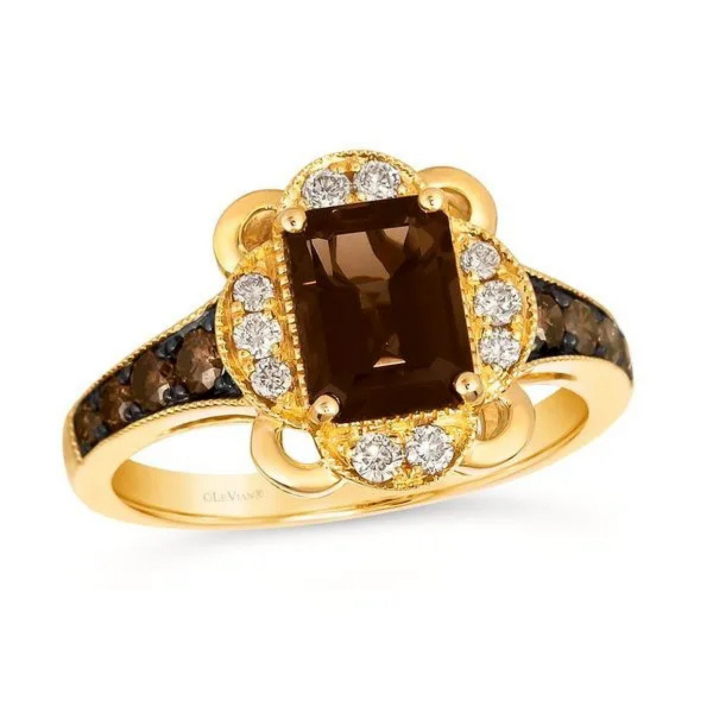 Le Vian 14K Honey Gold Chocolate Quartz, Chocolate and Nude Diamonds Ring 1.167ct