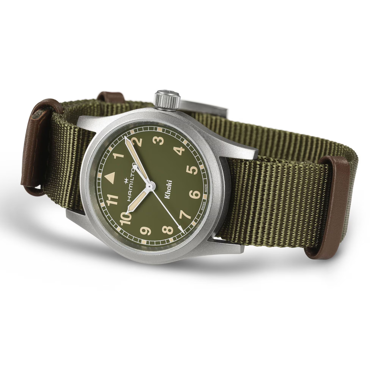 Hamilton Khaki Field Green Stainless Steel Textile Watch 33 mm