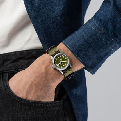 Hamilton Khaki Field Green Stainless Steel Textile Watch 33 mm