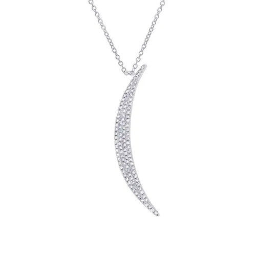 Shy Creation 14K White Gold Diamond Pavé Crescent Pendant 0.25Ct 18 Inches