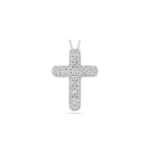 Shy Creation 14K White Gold Diamond Cross Pendant 18 Inches