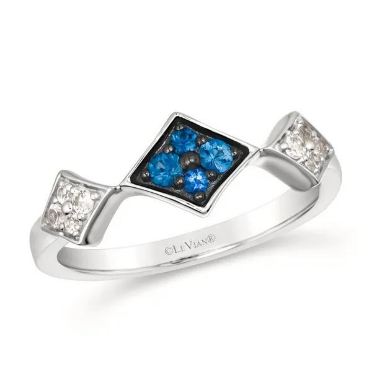 Le Vian 14K Vanilla Gold Blueberry Sapphire and White Sapphire Ring 0.125ct