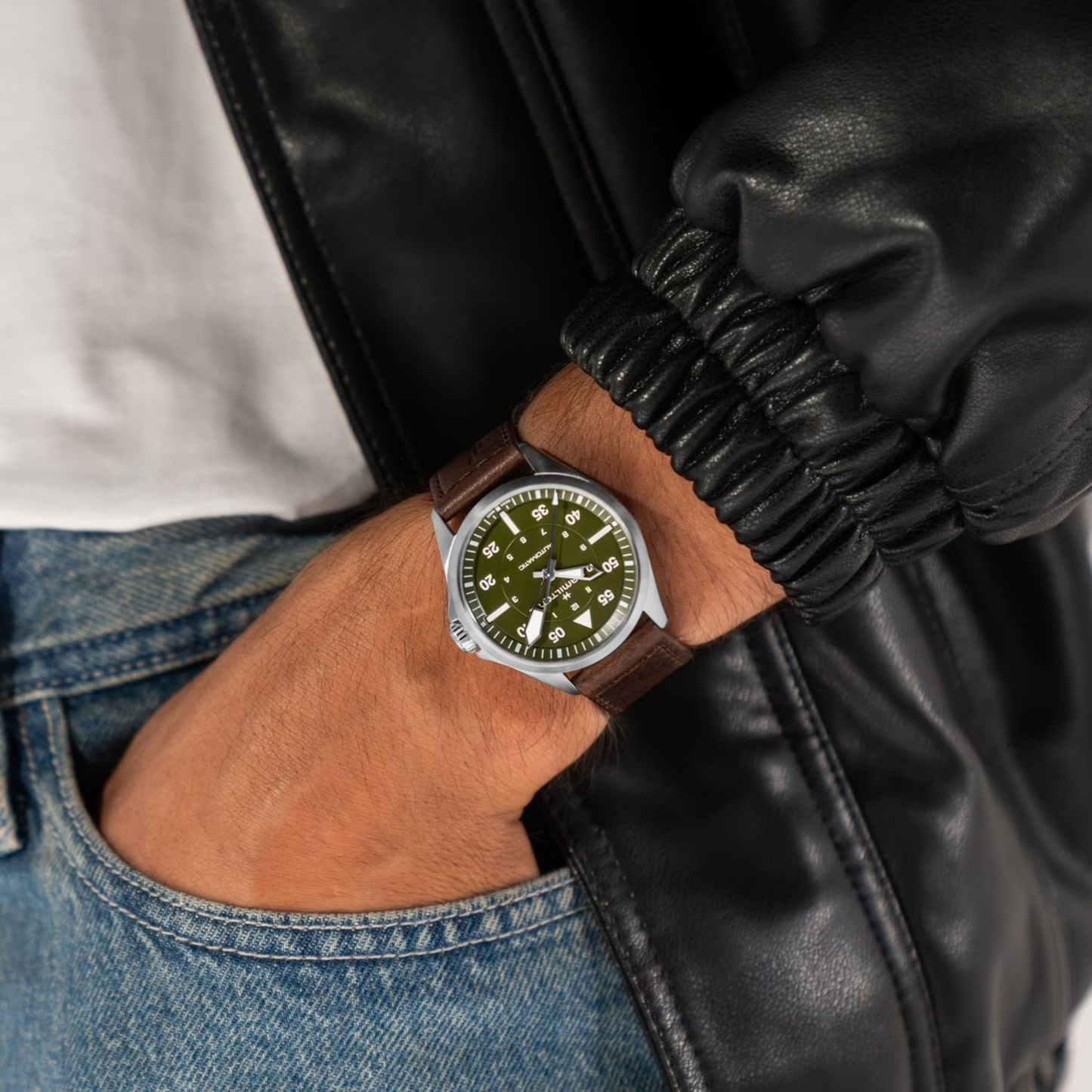 Hamilton Khaki Aviation Pilot Green Stainless Steel Automatic Watch 39mm