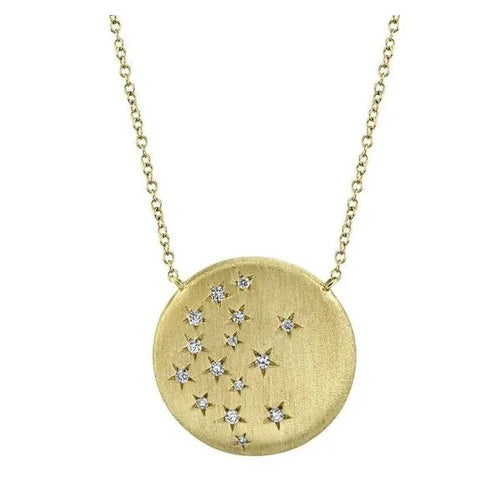 Shy Creation 14K Yellow Gold Diamond Star Pendant 0.14Ct 18 Inches