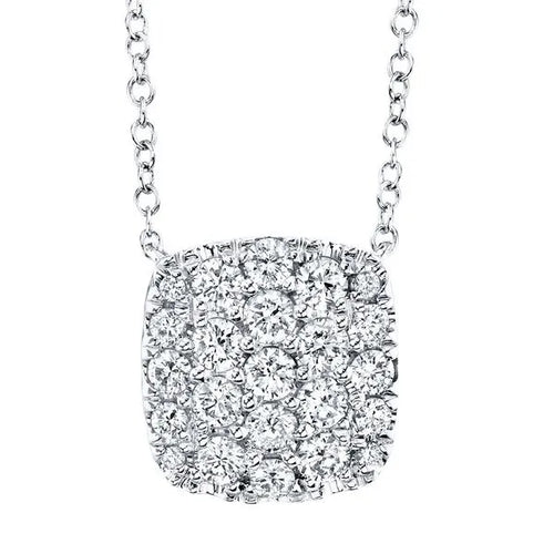 Shy Creation 14K White Gold Diamond Polished Open Link Pendant 0.53Ct 18 Inches