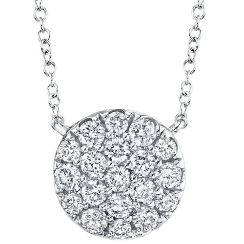 Shy Creation 14K White Gold Open Link Diamonds Pendant 0.43Ct 18 Inches