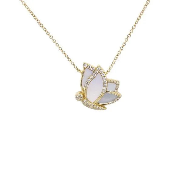 Shy Creation Open Link (18”, adjustable) in 14K Yellow Gold featuring Diamonds, Mother Of Pearl, Pearl.