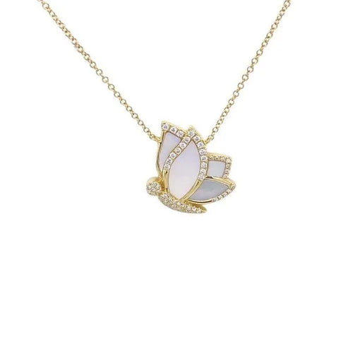 Shy Creation 14K Yellow Gold Diamond 0.21 ct., Mother Of Pearl 1.10 ct. Pendant