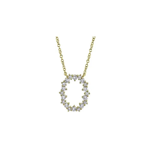 Shy Creation 14K Yellow Gold Diamond Open Link Pendant 0.36Ct 18 Inches