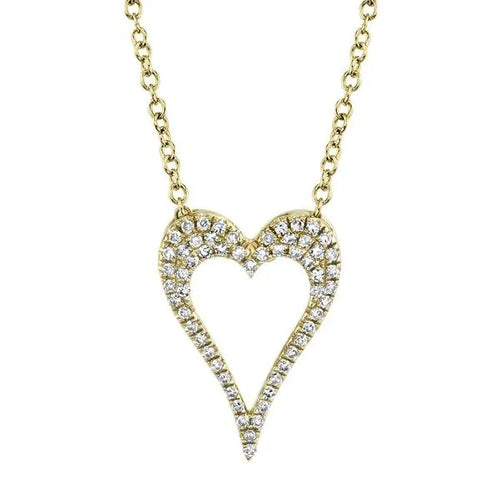 Shy Creation 14K Yellow Gold Diamond Open Link Pendant 0.14Ct 18 Inches