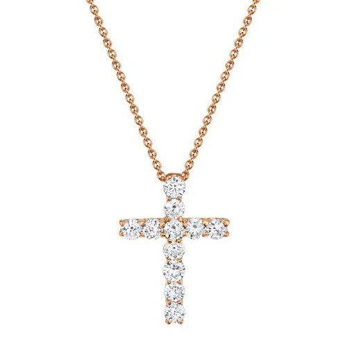Shy Creation 14K Rose Gold Diamond Open Link Pendant 0.32Ct 18 Inches