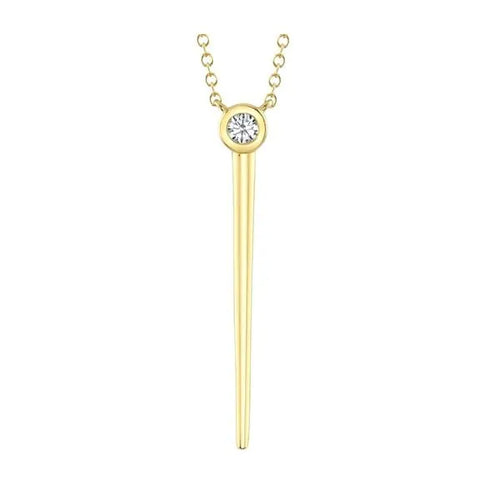 Shy Creation 14K Yellow Gold Bezel Pendant 0.08Ct 18 Inches