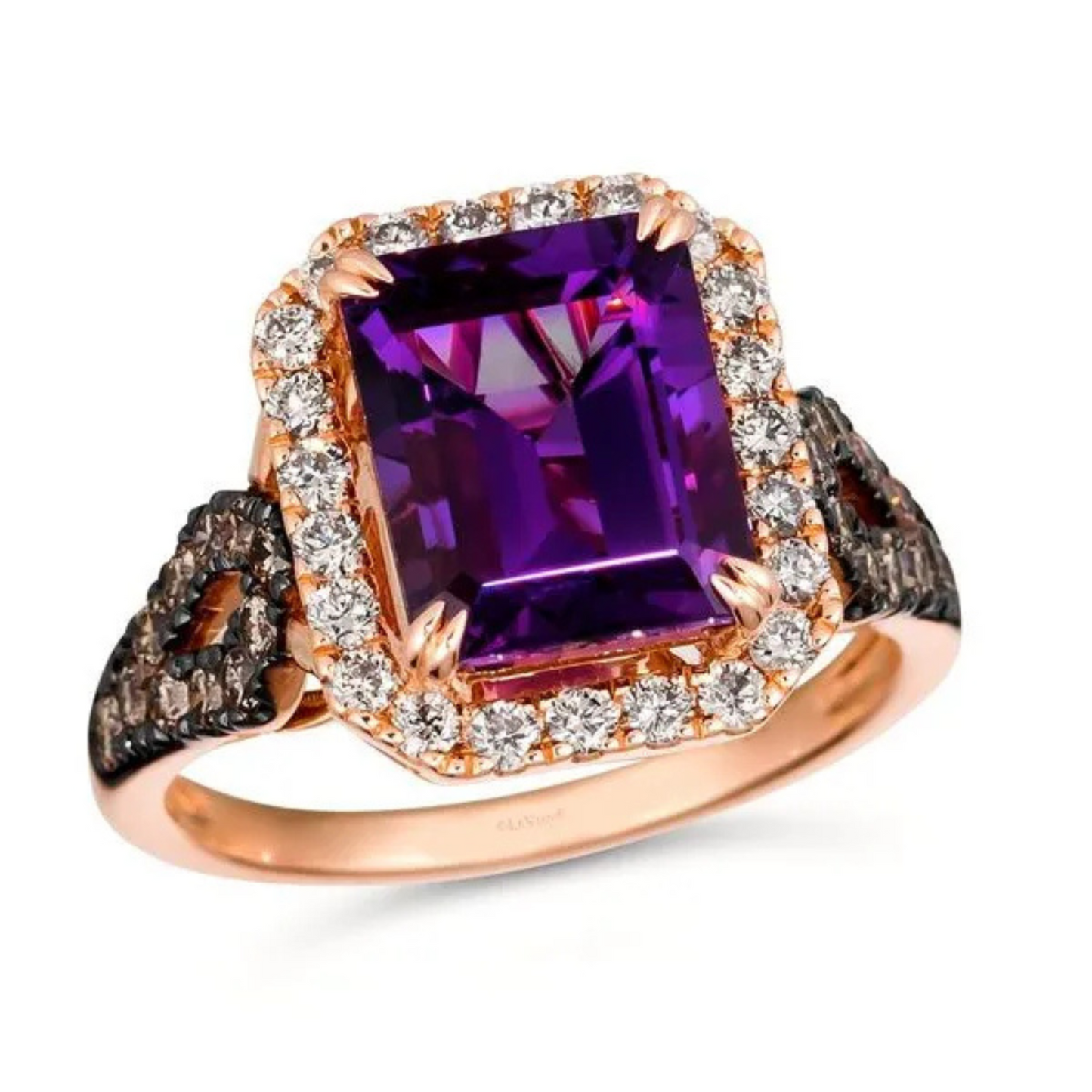 Le Vian 14K Strawberry Gold Grape Amethyst, Chocolate and Nude Diamonds Ring 3.25ct