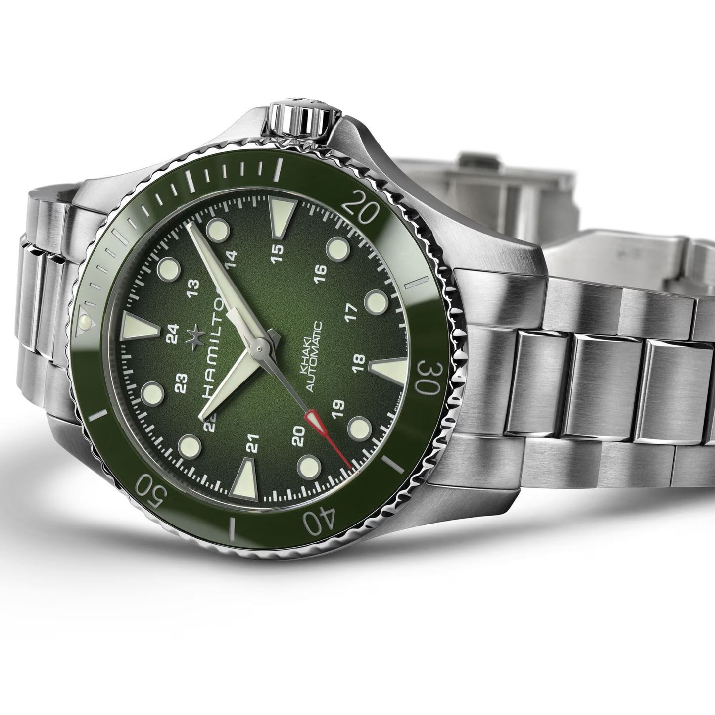 Hamilton Khaki Navy Scuba Green Stainless Steel Automatic Watch 43 mm
