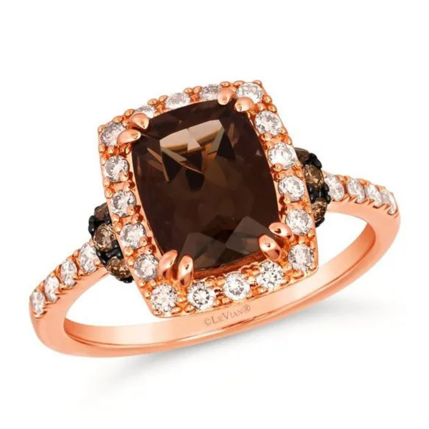 Le Vian 14K Strawberry Gold Chocolate Quartz, Nude and Chocolate Diamonds Ring 1.75ct