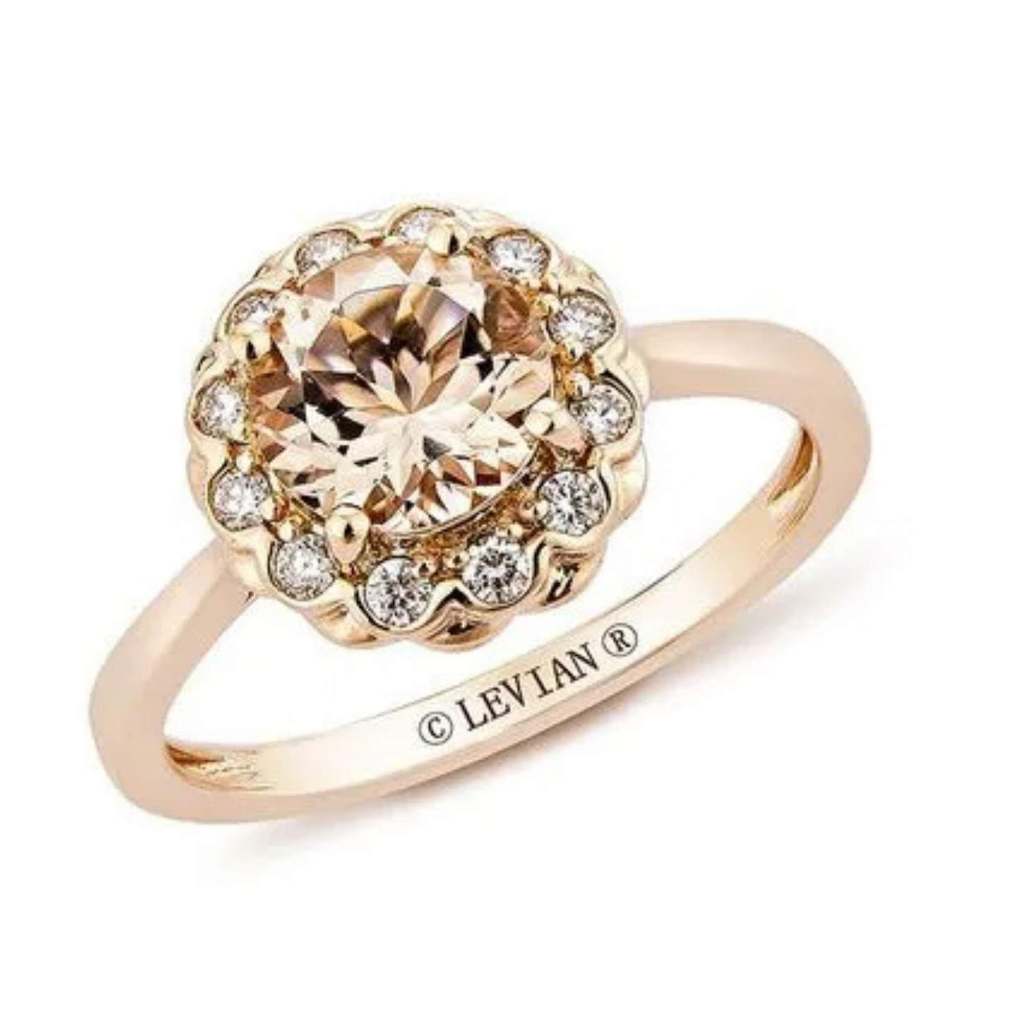 Le Vian 14K Strawberry Gold Peach Morganite and Vanilla Diamonds Ring 0.875ct