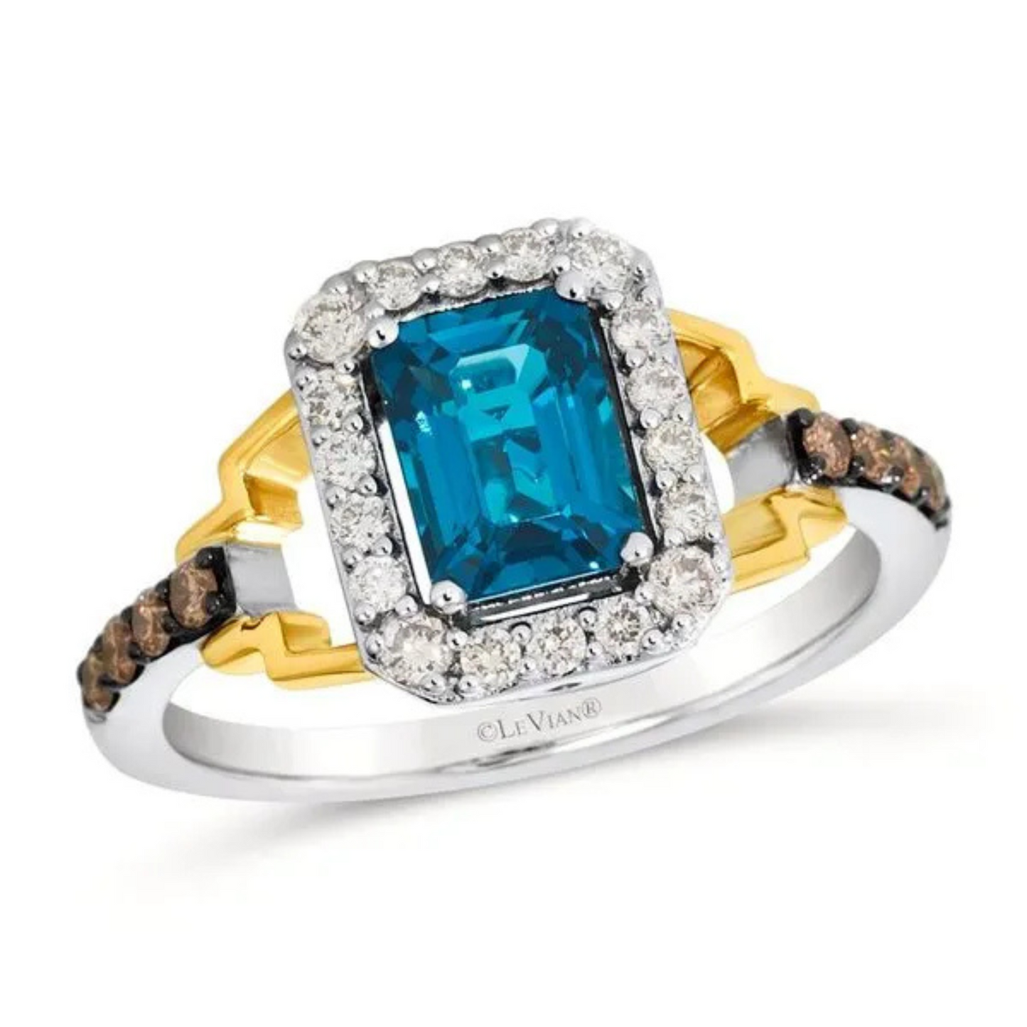 Le Vian Deep Sea Blue Topaz, Nude and Chocolate Diamonds Ring 1ct