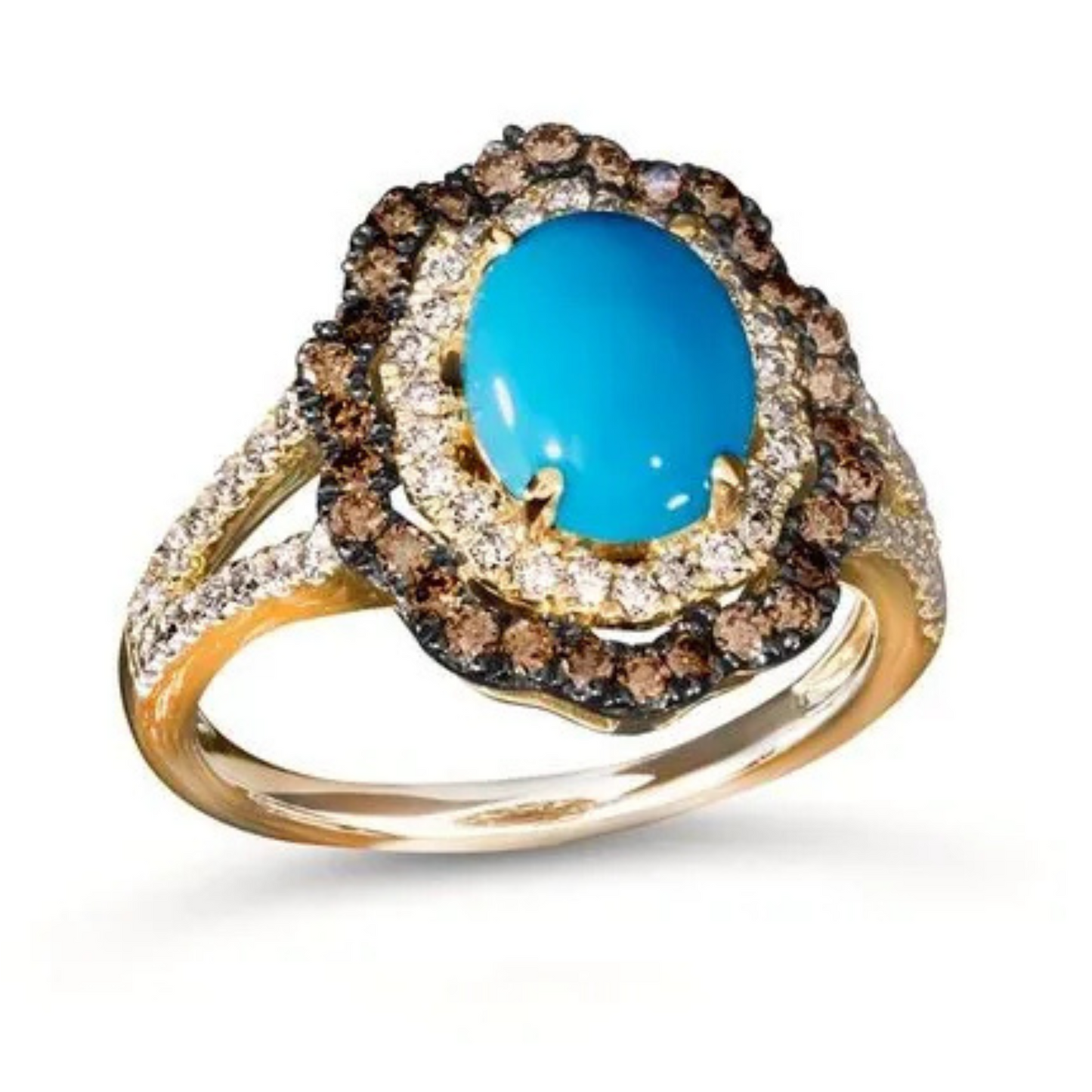 Le Vian 14K Honey Gold Turquoise and Diamond Ring 1.75ct
