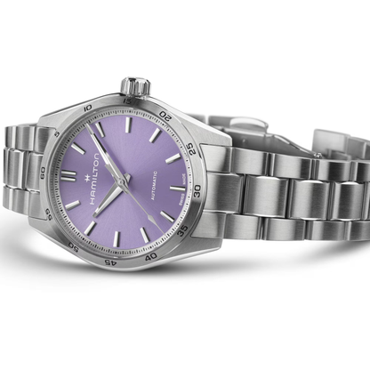 Hamilton Jazzmaster Performer Purple Stainless Steel Automatic Watch 34 mm