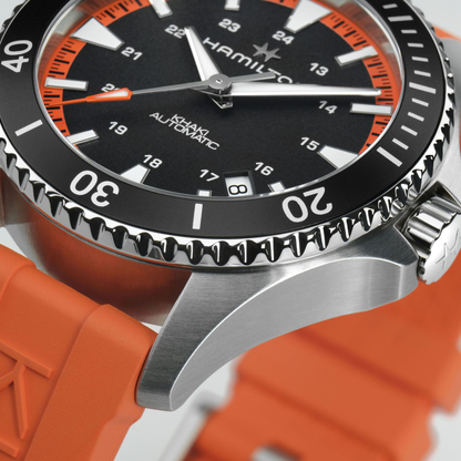 Hamilton Khaki Navy Scuba Orange Rubber Black Dial Automatic Watch 40 mm