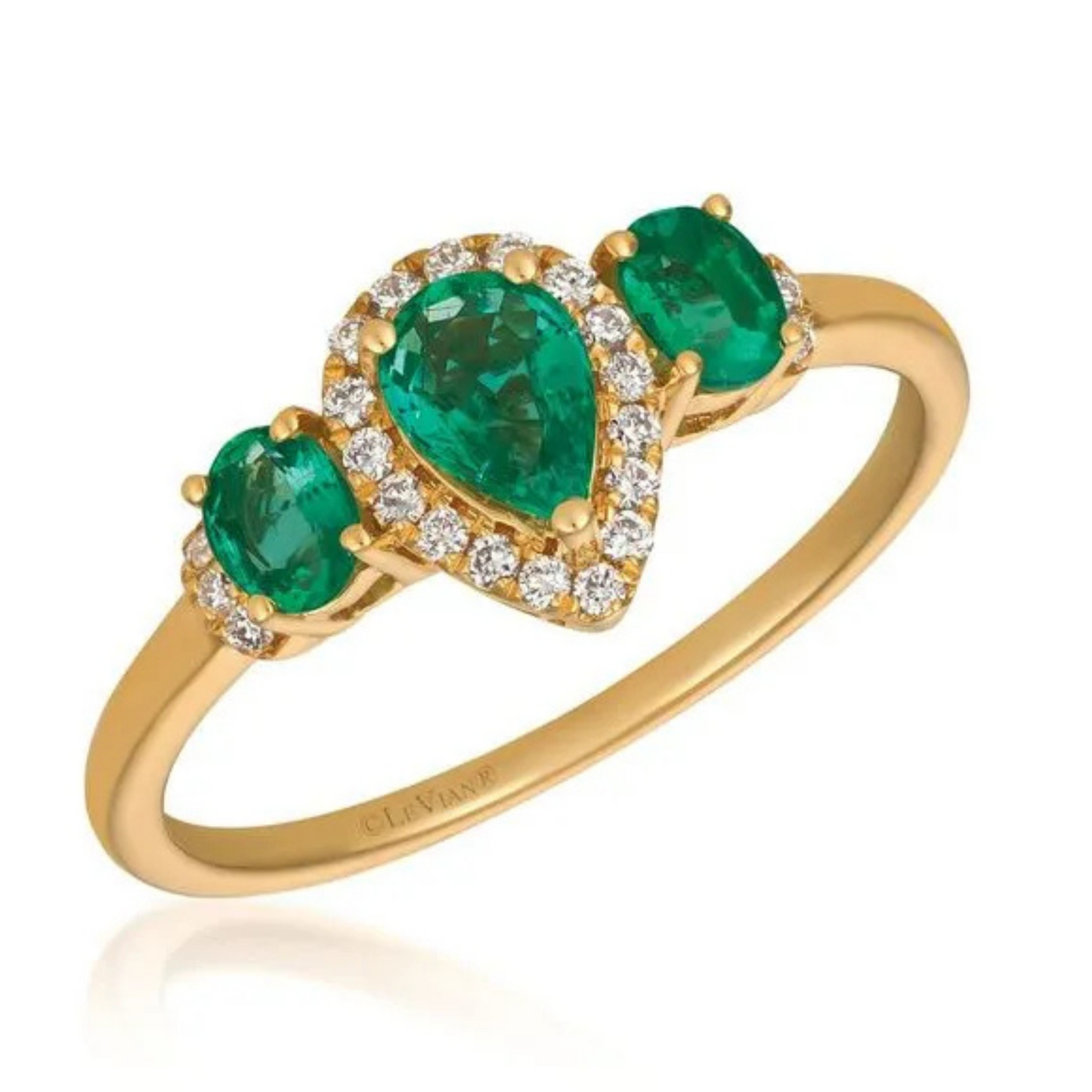 Le Vian 14K Honey Gold Costa Smeralda Emerald & Vanilla Diamond Ring 0.625ct