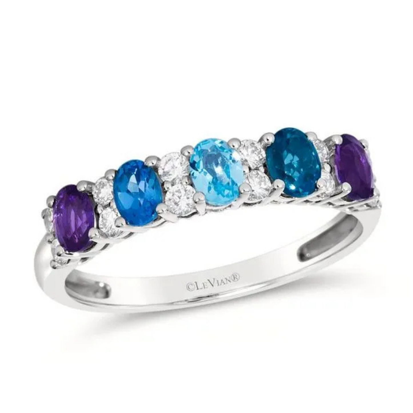 Le Vian 14K Vanilla Gold Blue and Purple Gemstone Ring 0.333ct