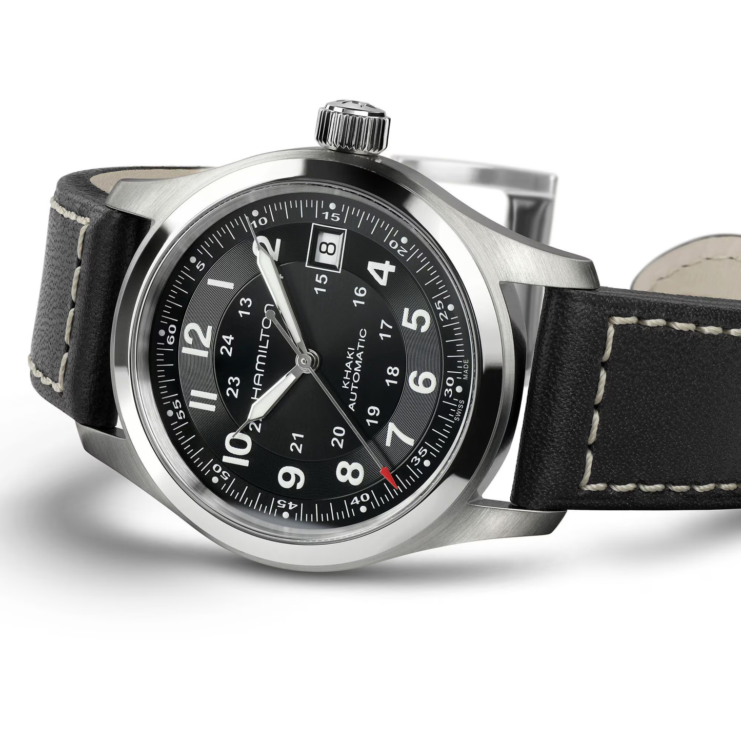 Hamilton Khaki Field Expedition Black Leather Automatic Watch 38 mm