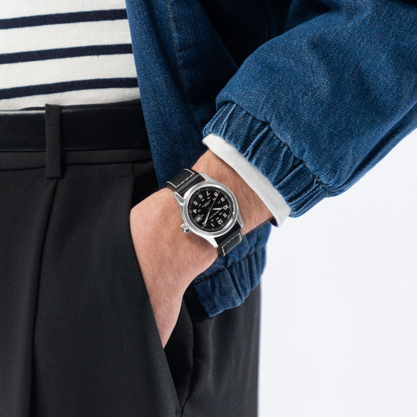 Hamilton Khaki Field Expedition Black Leather Automatic Watch 38 mm