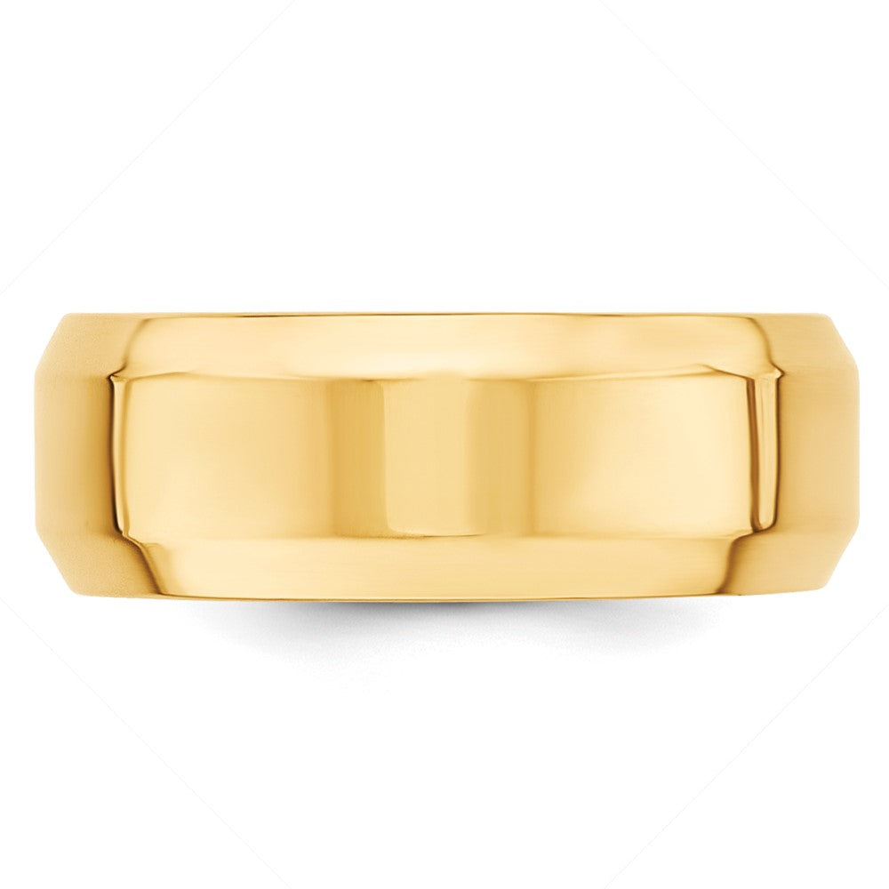 10k Yellow Gold 8mm Beveled Edge Comfort Fit Wedding Band Size 13.5