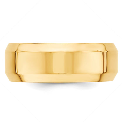 10k Yellow Gold 8mm Beveled Edge Comfort Fit Wedding Band Size 13.5