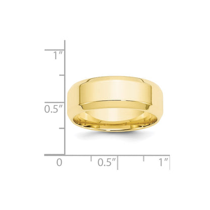 10k Yellow Gold 8mm Beveled Edge Comfort Fit Wedding Band Size 13.5
