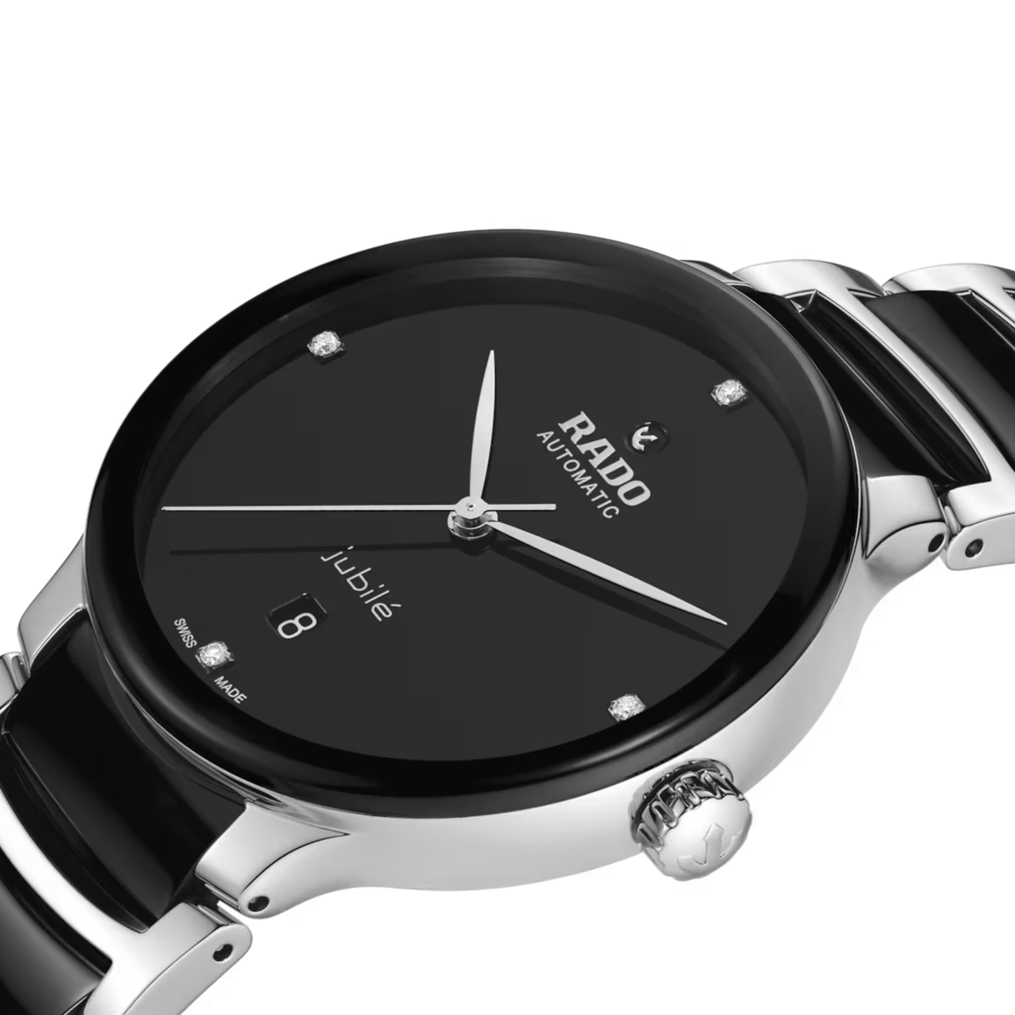 Rado Centrix Diamond Black Stainless Steel Automatic Watch 39.5mm