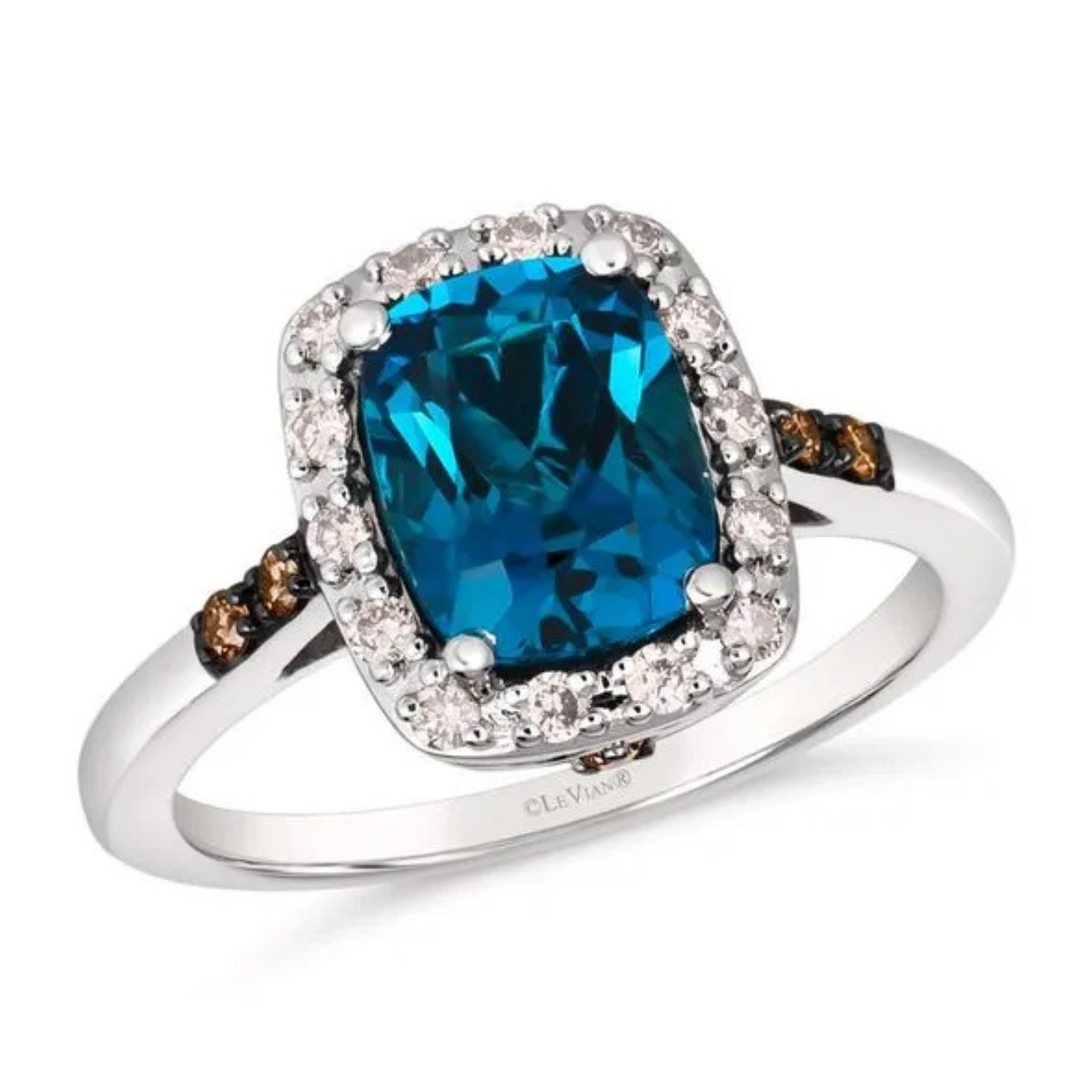 Le Vian 14K Vanilla Gold Deep Sea Blue Topaz Ring 2.25ct
