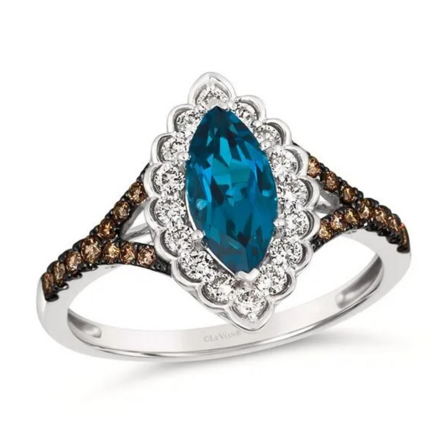 Le Vian 14K Vanilla Gold Deep Sea Blue Topaz Ring 0.25ct