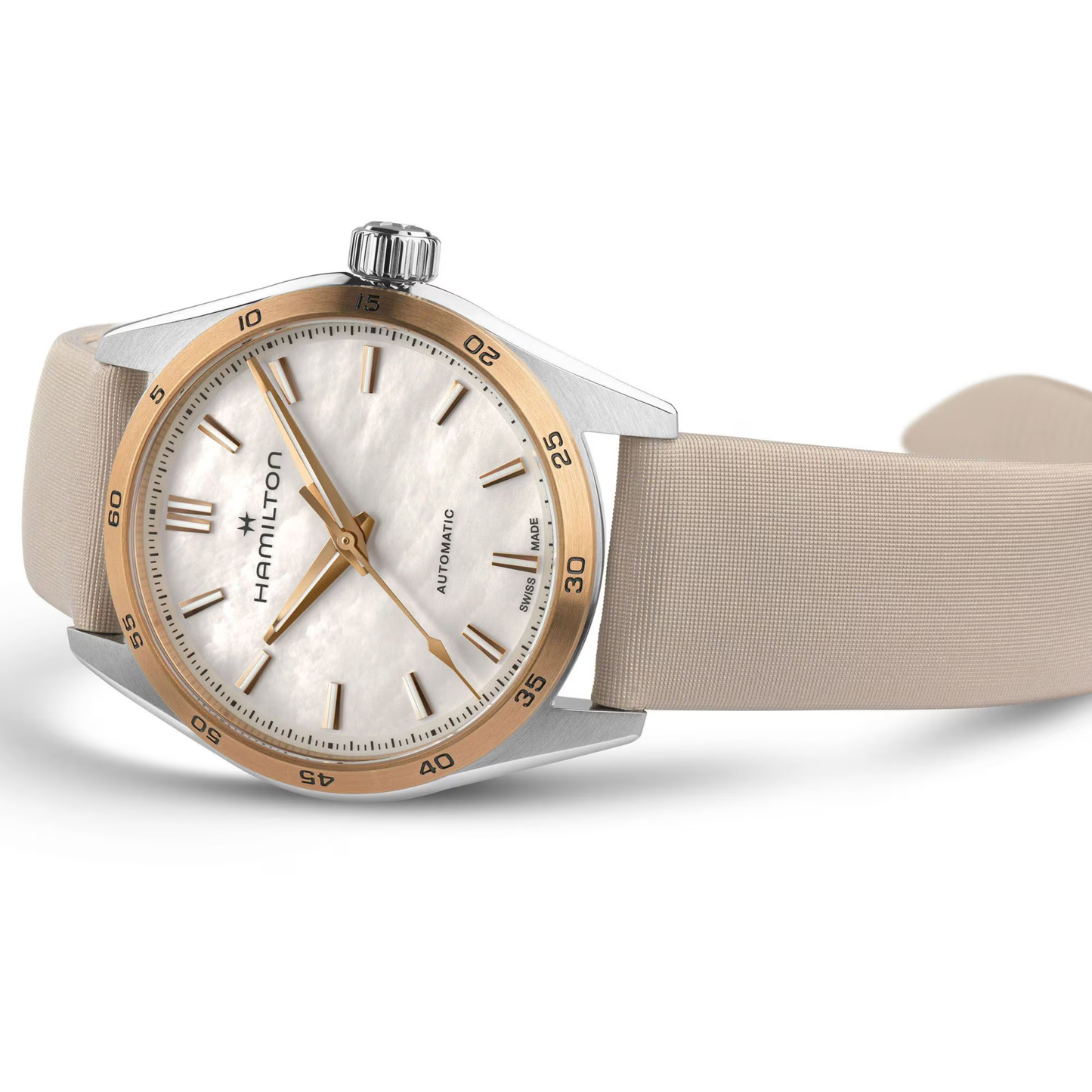 Hamilton Jazzmaster Performer Beige Satin Automatic Watch 34 mm