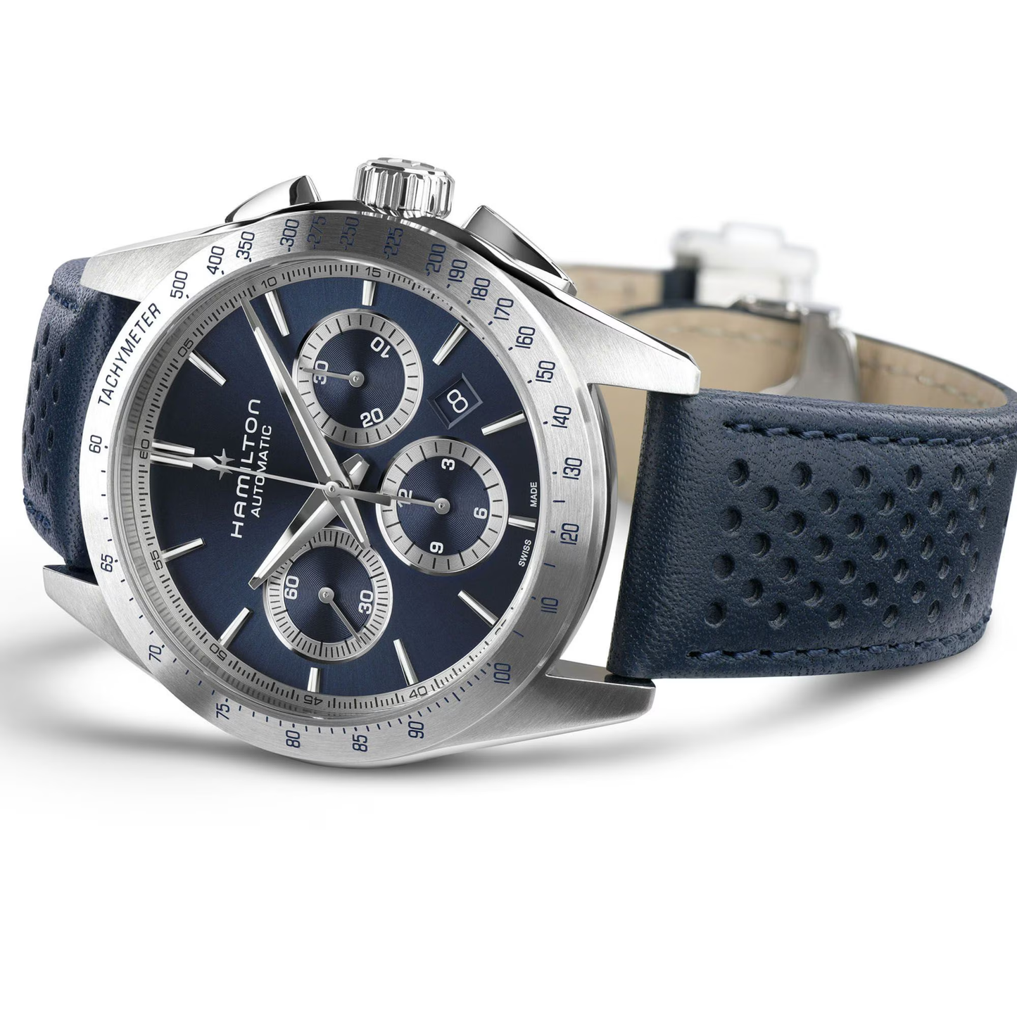 Hamilton Jazzmaster Chronograph Blue Leather Automatic Watch 42 mm