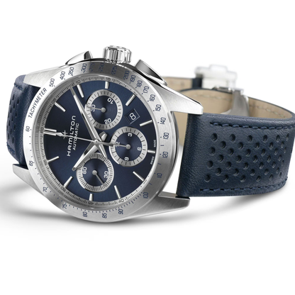 Hamilton Jazzmaster Chronograph Blue Leather Automatic Watch 42 mm