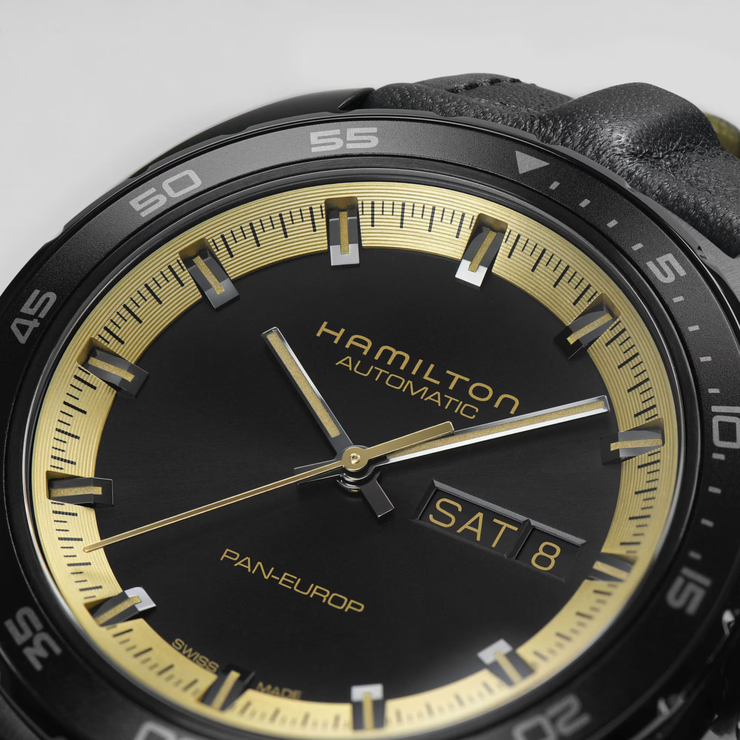 Hamilton Pan Europ Black & Gold NATO Automatic Watch 42 mm