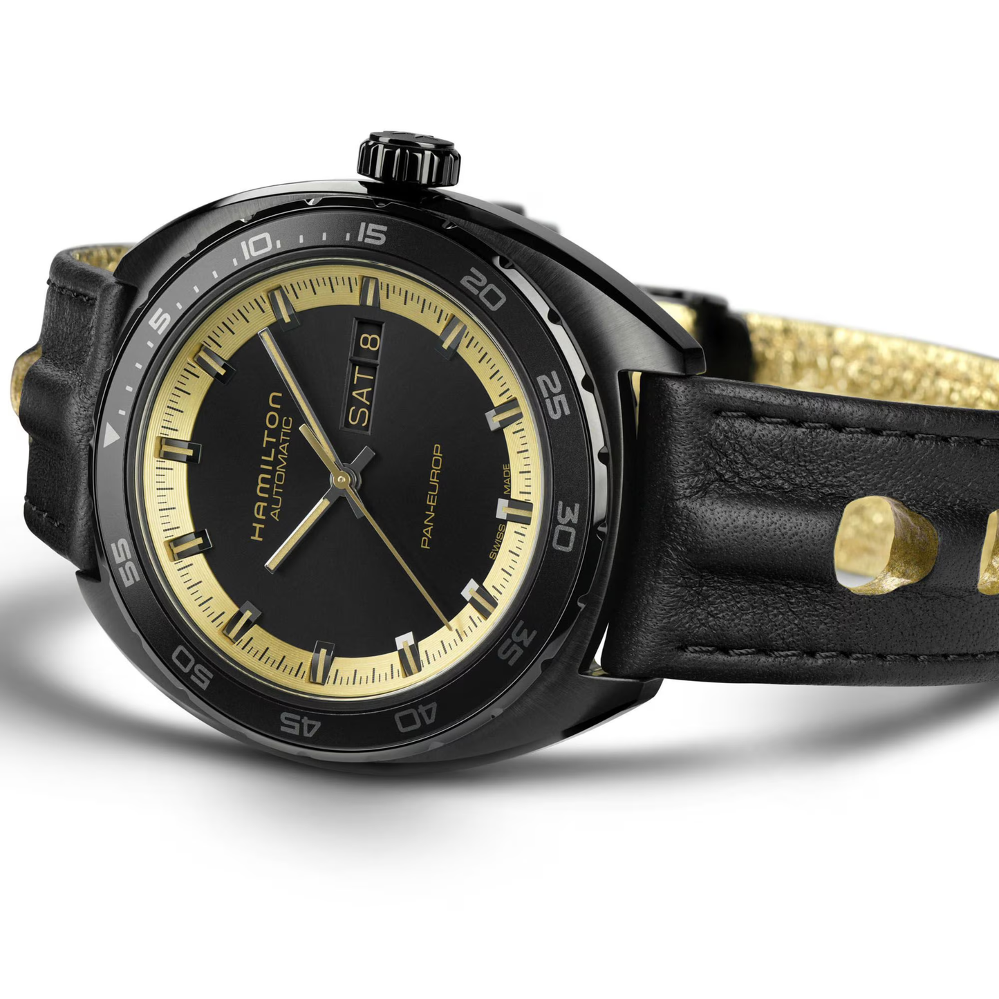 Hamilton Pan Europ Black & Gold NATO Automatic Watch 42 mm