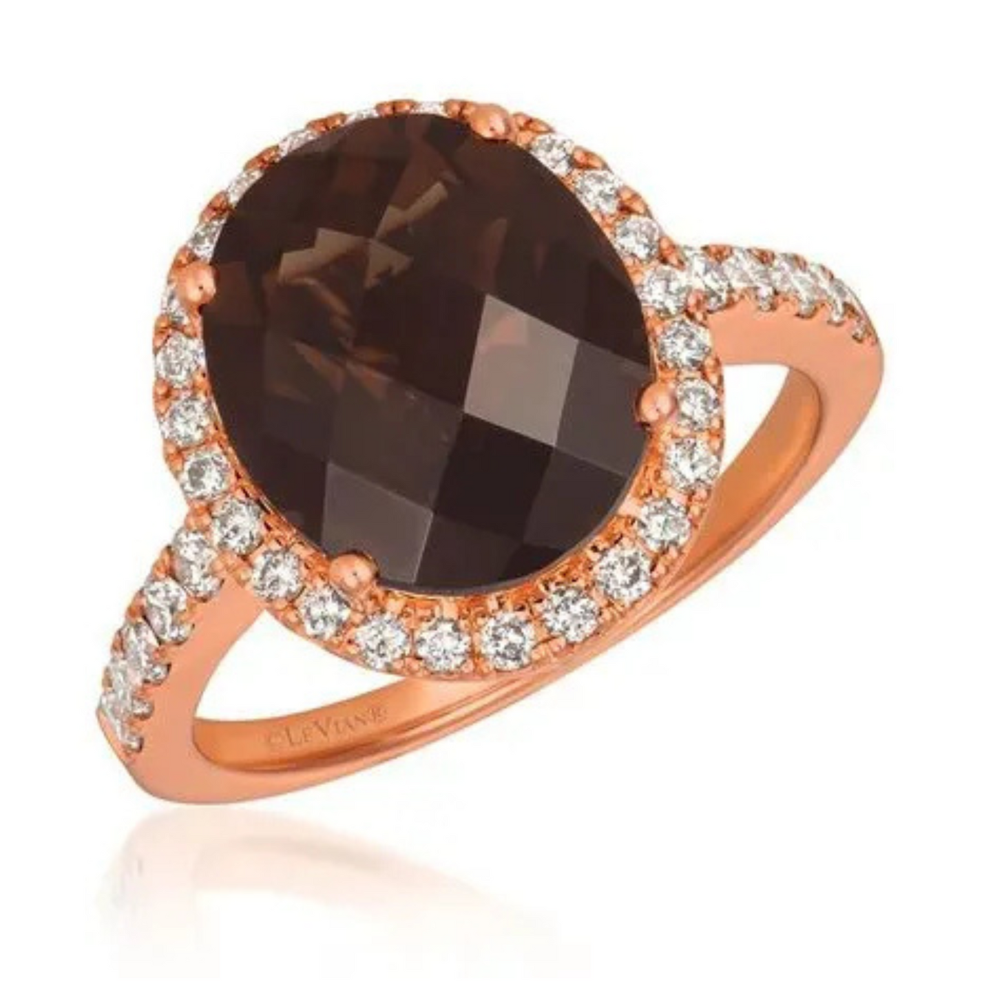Le Vian 14K Strawberry Gold Chocolate Quartz & Nude Diamond Ring 4.25ct