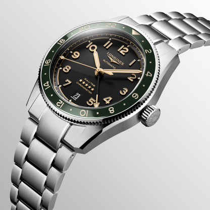 Longines Spirit Zulu Time Watch - Green Dial 39 mm