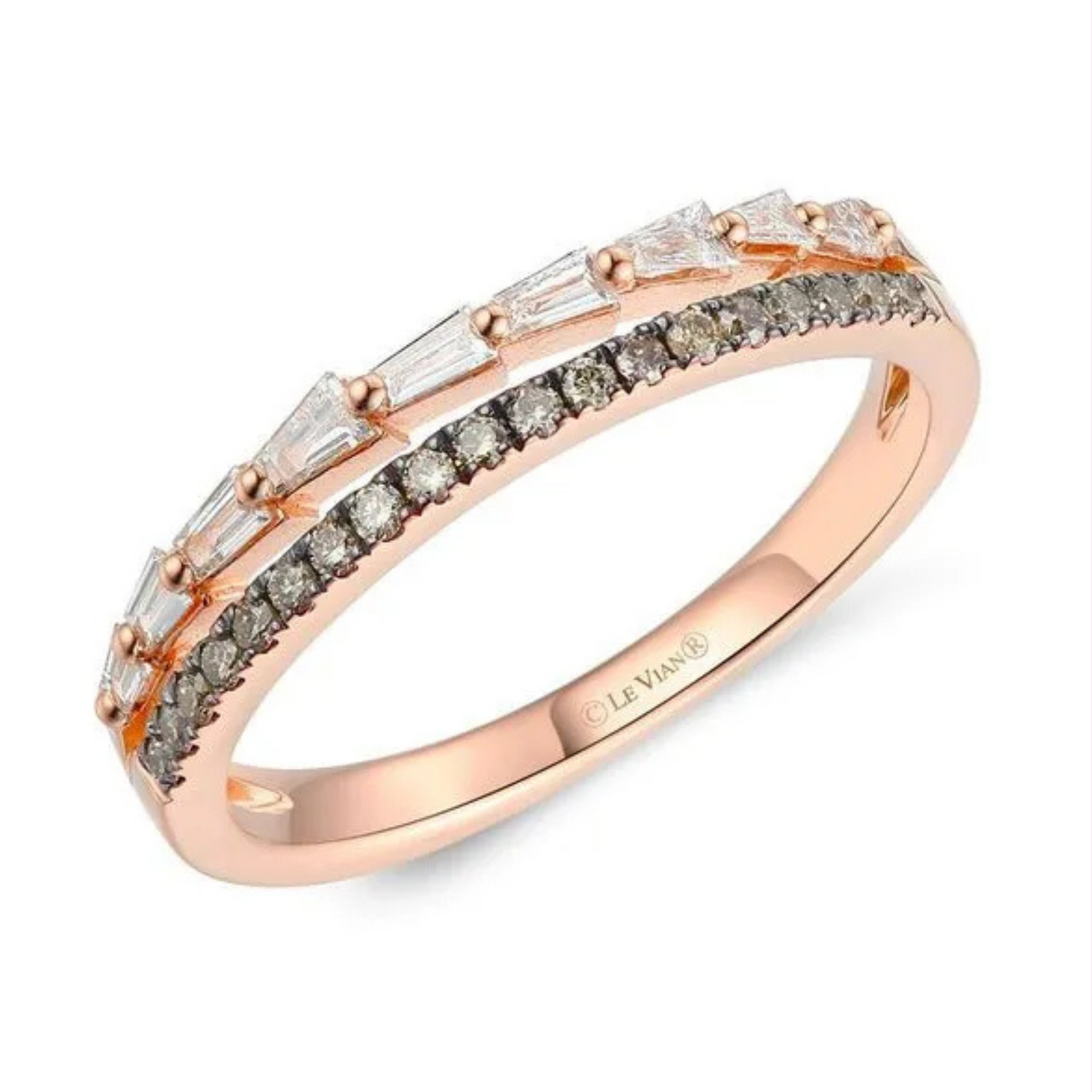 Le Vian 14K Strawberry Gold Vanilla and Chocolate Diamond Ring 0.167ct