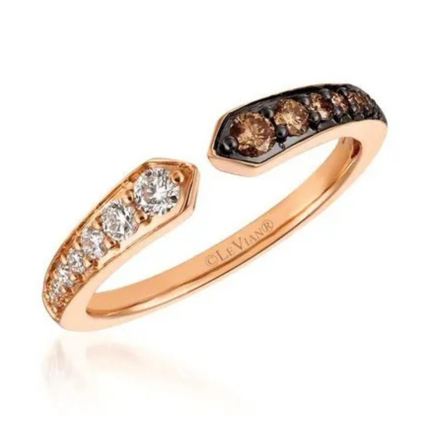 Le Vian 14K Strawberry Gold Chocolate and Vanilla Diamond Ring 0.2ct