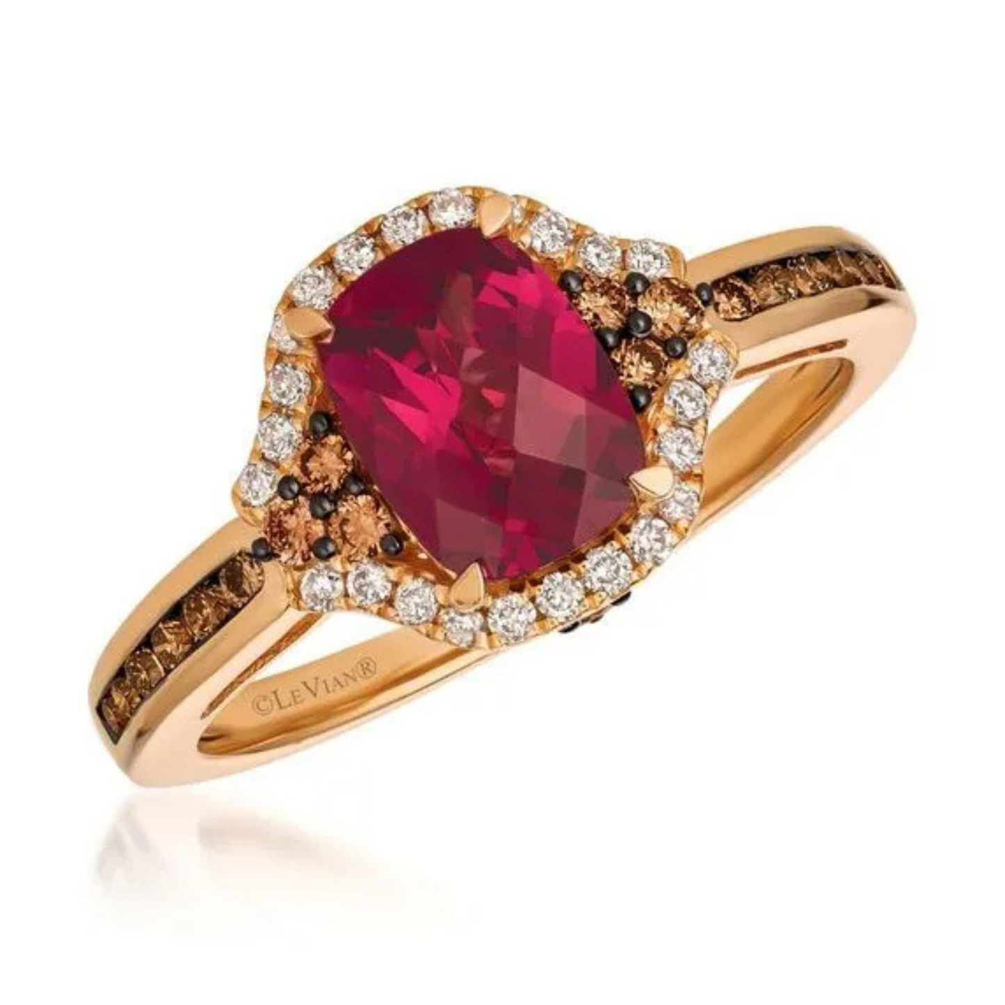 Le Vian 14K Strawberry Gold Raspberry Rhodolite and Diamond Ring 1.75ct