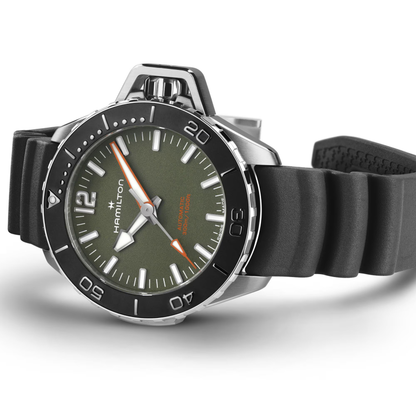 Hamilton Khaki Navy Frogman Stainless Steel Green Dial Automatic Watch 41 mm