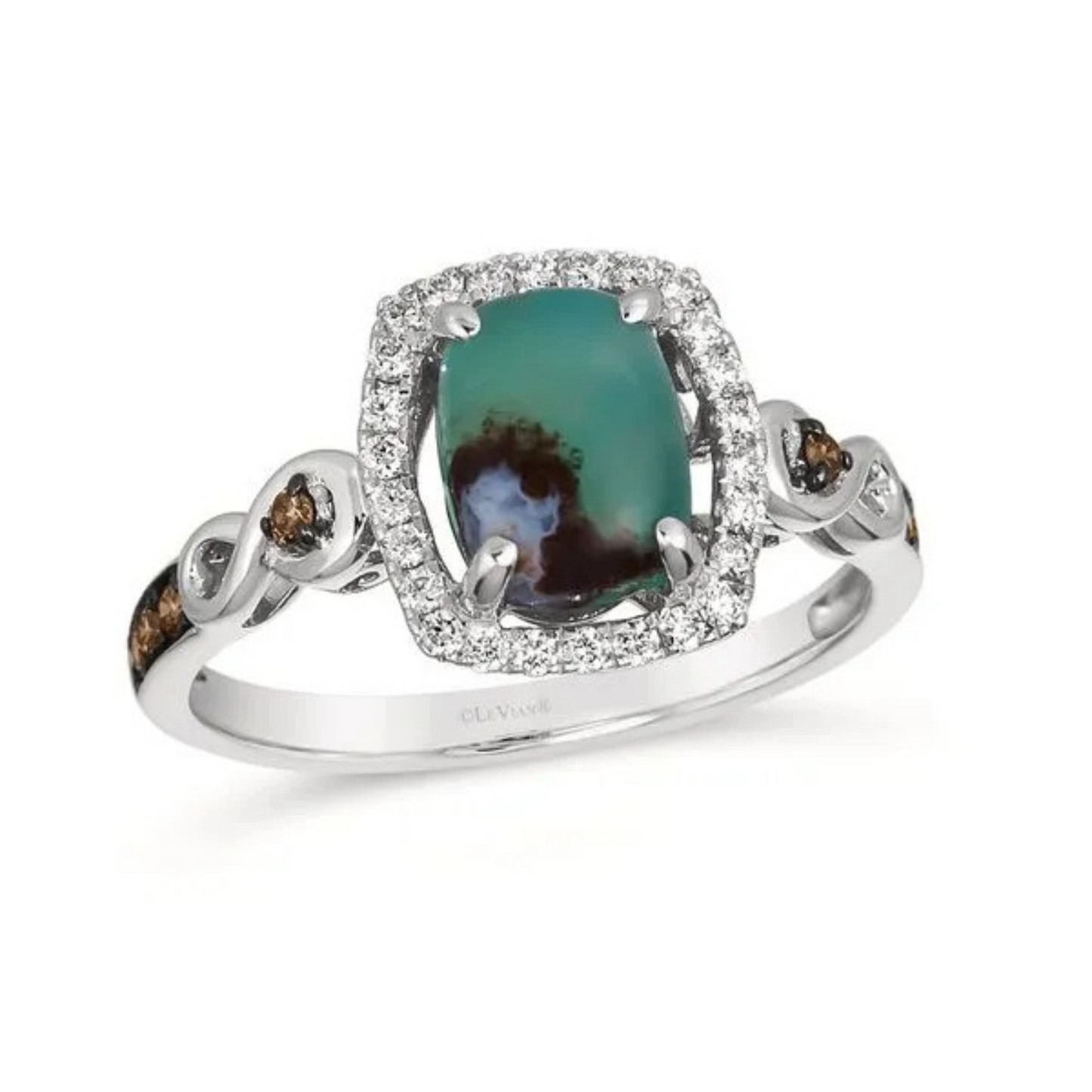Le Vian 14K Vanilla Gold Peacock Aquaprase, Chocolate and Vanilla Diamond Ring 1.2ct