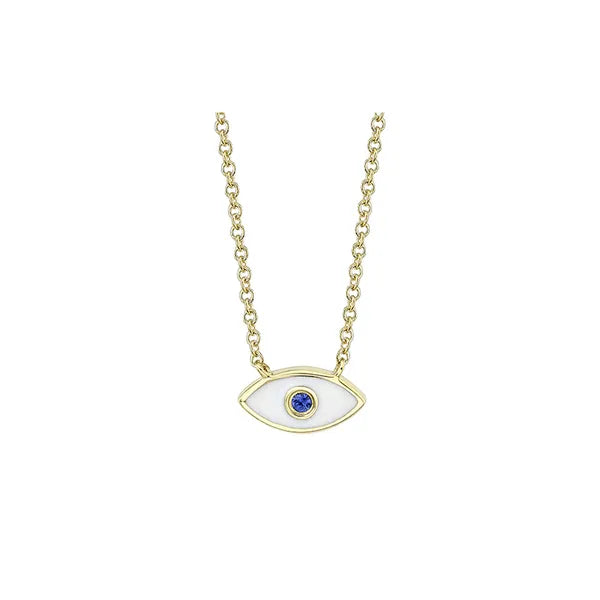 Shy Creation Pendant Necklace (18”, adjustable) in 14K Yellow Gold featuring Blue Sapphire, Sapphire.