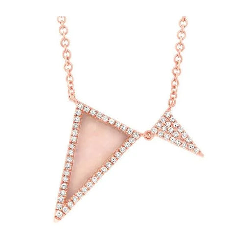 Shy Creation 14K Rose Gold Diamonds 0.14 ct., Trillian Opal Pendant 0.53 ct. 18 Inches