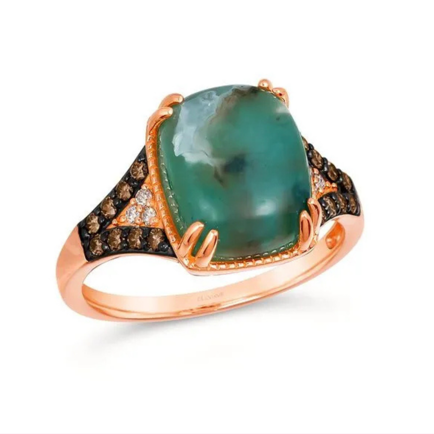 Le Vian 14K Strawberry Gold Peacock Aquaprase, Chocolate and Nude Diamond Ring 5ct