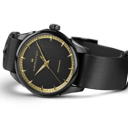 Hamilton Jazzmaster Black PVD Leather Automatic Watch 36 mm